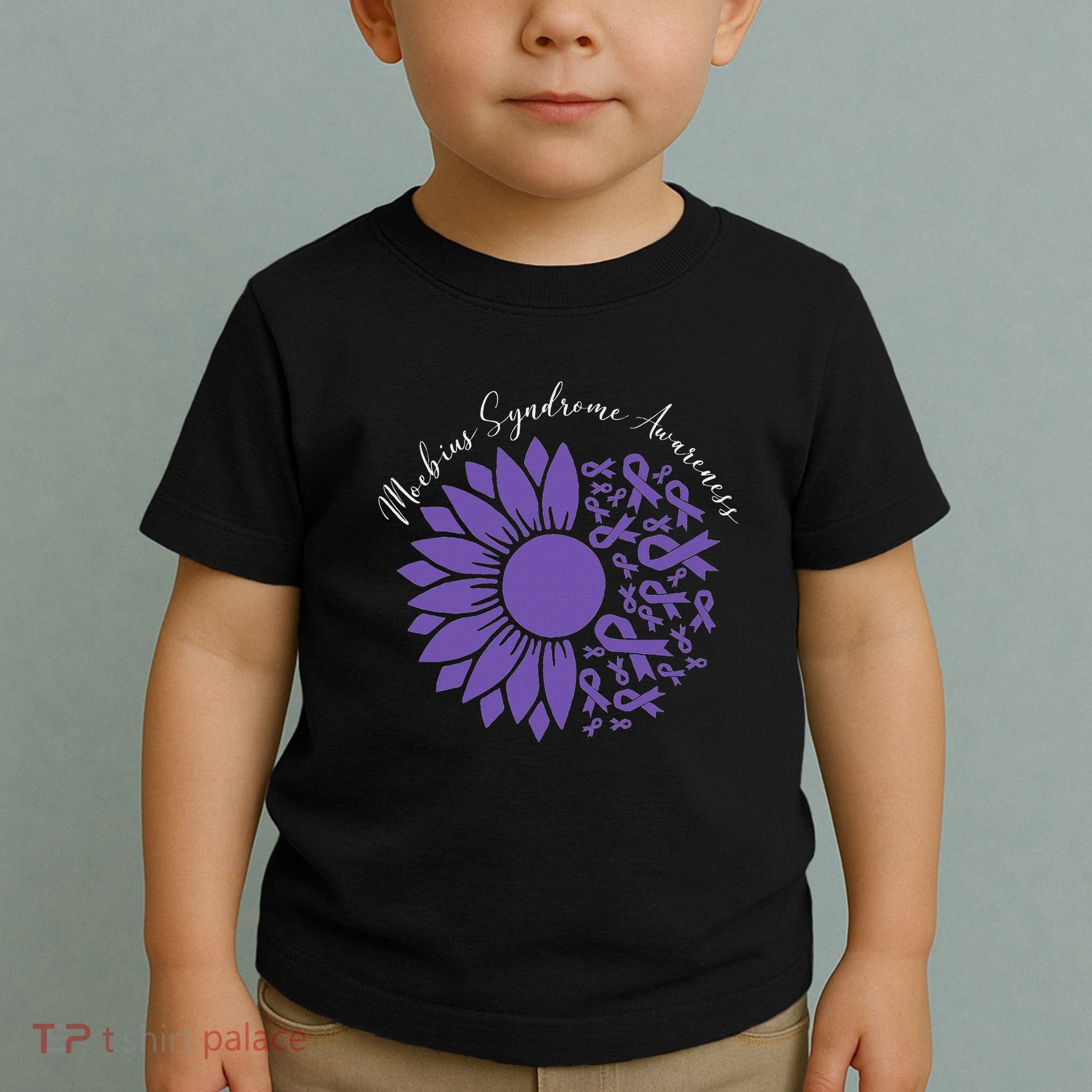 Moebius Syndrome Awareness Sunflower Purple Ribbon Support Toddler T-Shirt