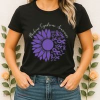 Moebius Syndrome Awareness Sunflower Purple Ribbon Support Women's T-Shirt thumb 2