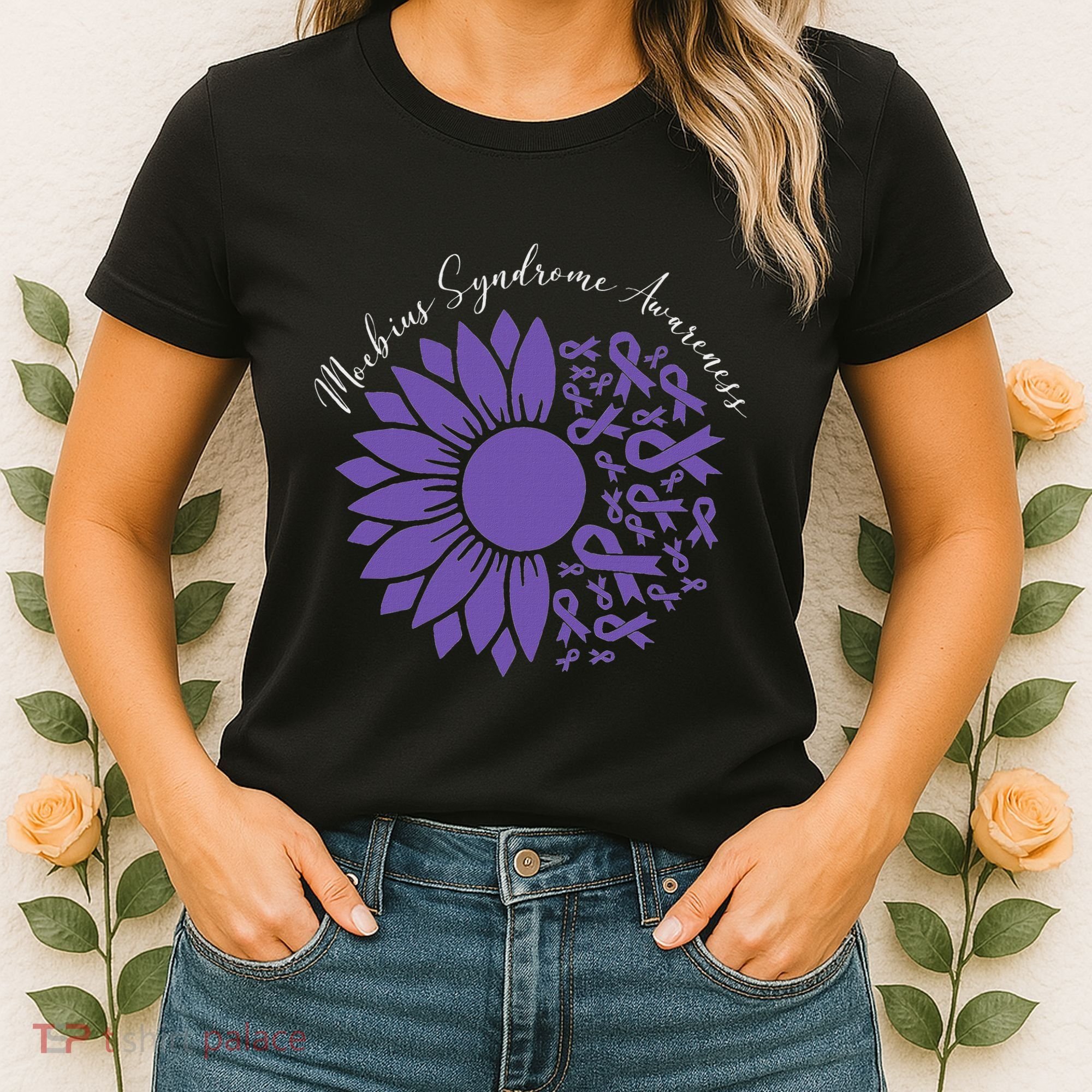 Moebius Syndrome Awareness Sunflower Purple Ribbon Support Women's T-Shirt