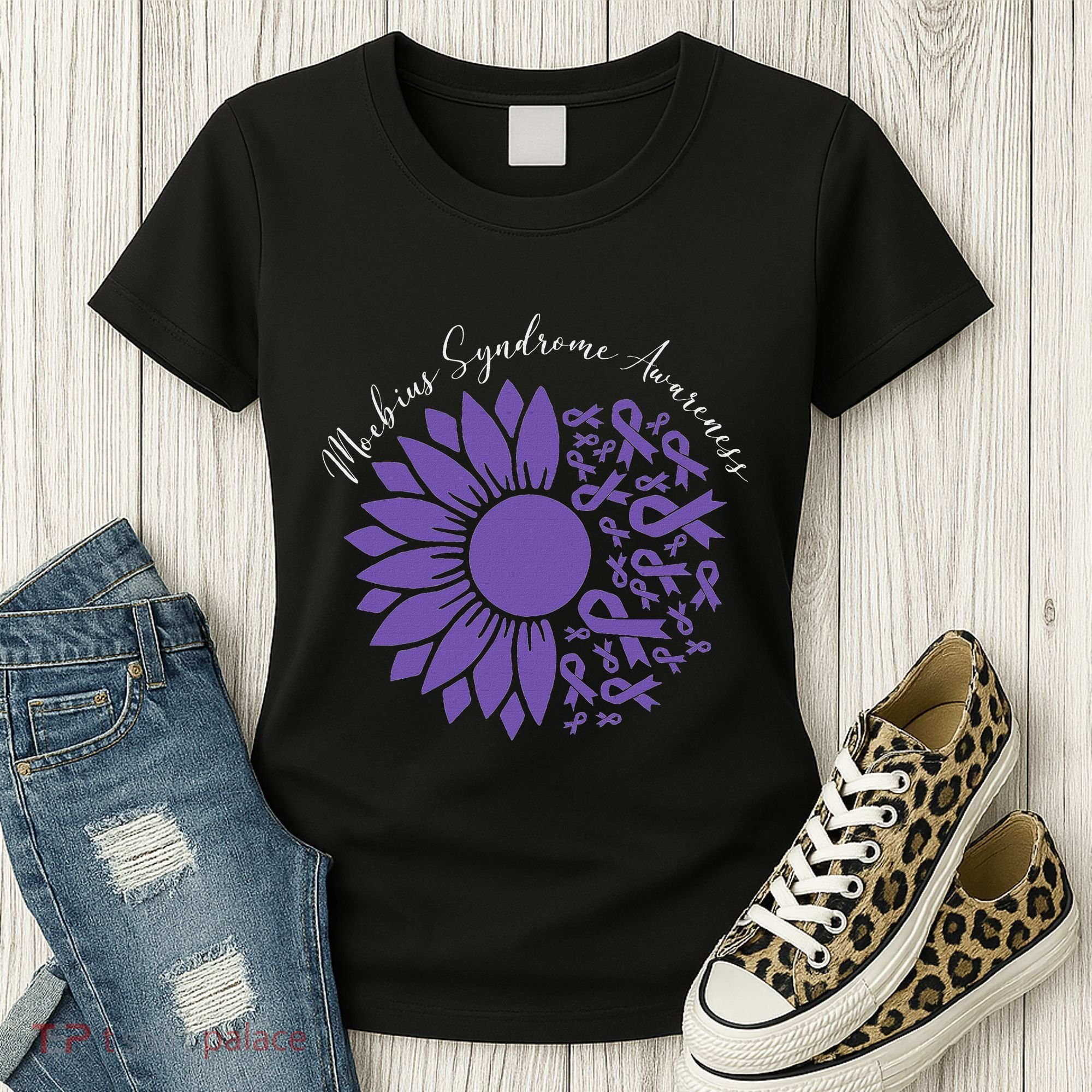 Moebius Syndrome Awareness Sunflower Purple Ribbon Support Women's T-Shirt