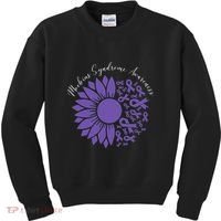 Moebius Syndrome Awareness Sunflower Purple Ribbon Support Kids Sweatshirt thumb 0
