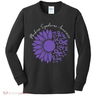 Moebius Syndrome Awareness Sunflower Purple Ribbon Support Kids Long Sleeve Shirt