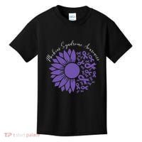 Moebius Syndrome Awareness Sunflower Purple Ribbon Support Kids T-Shirt thumb 0