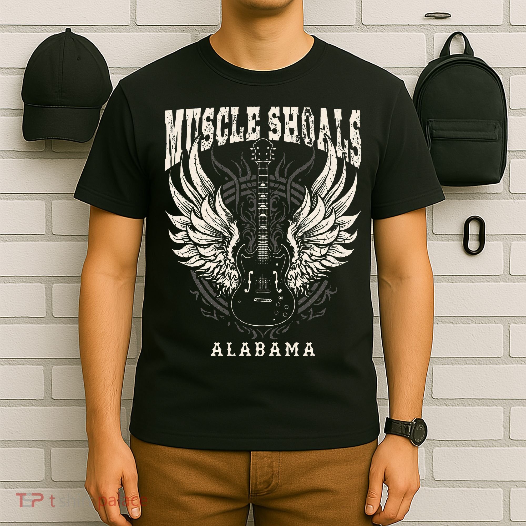 Muscle Shoals Alabama Vintage Guitar Wings T-Shirt