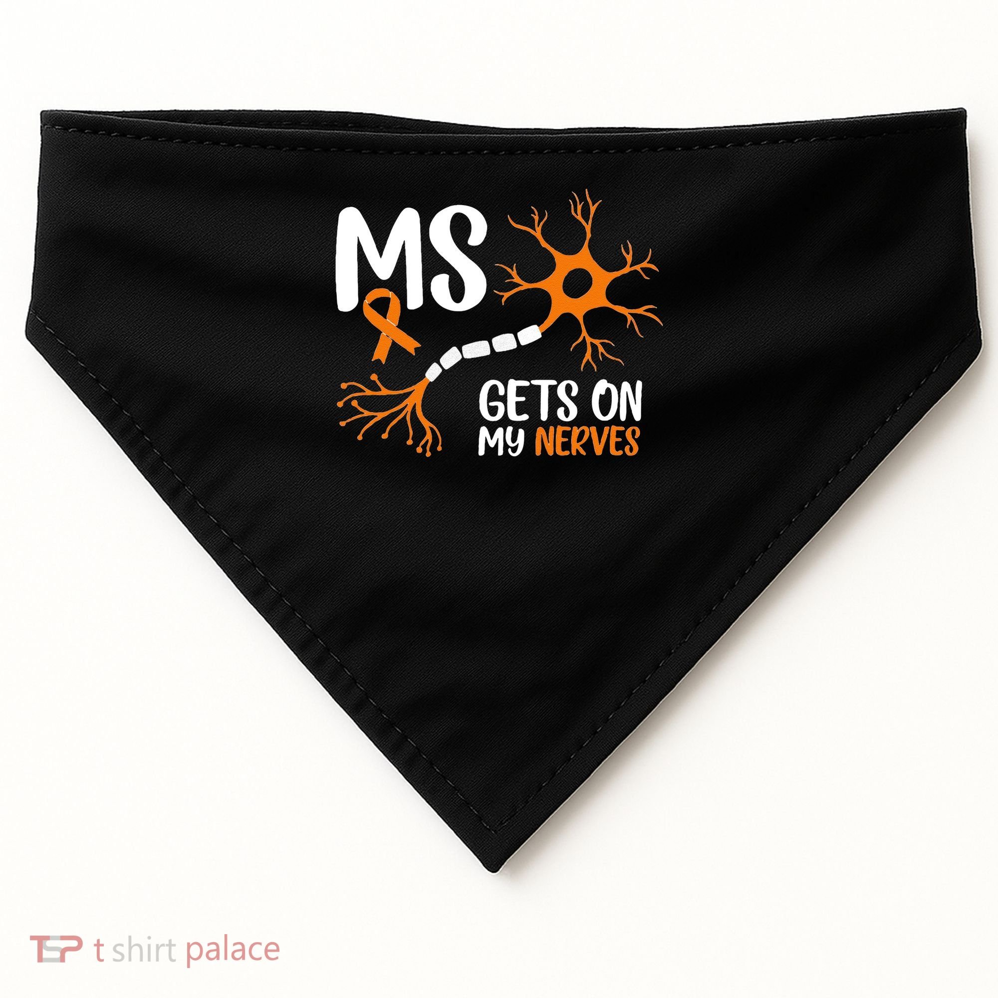 Multiple Sclerosis Awareness Gets On My Nerves Orange USA-Made Doggie Bandana