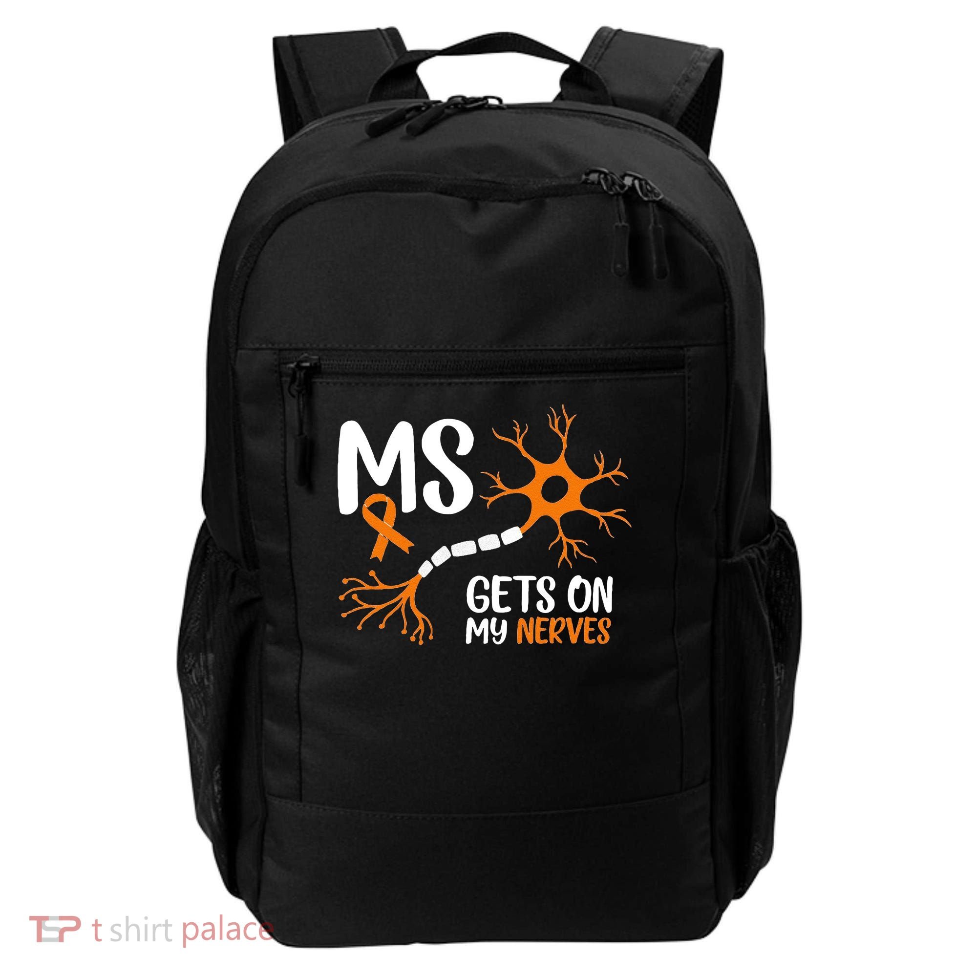 Multiple Sclerosis Awareness Gets On My Nerves Orange Backpack