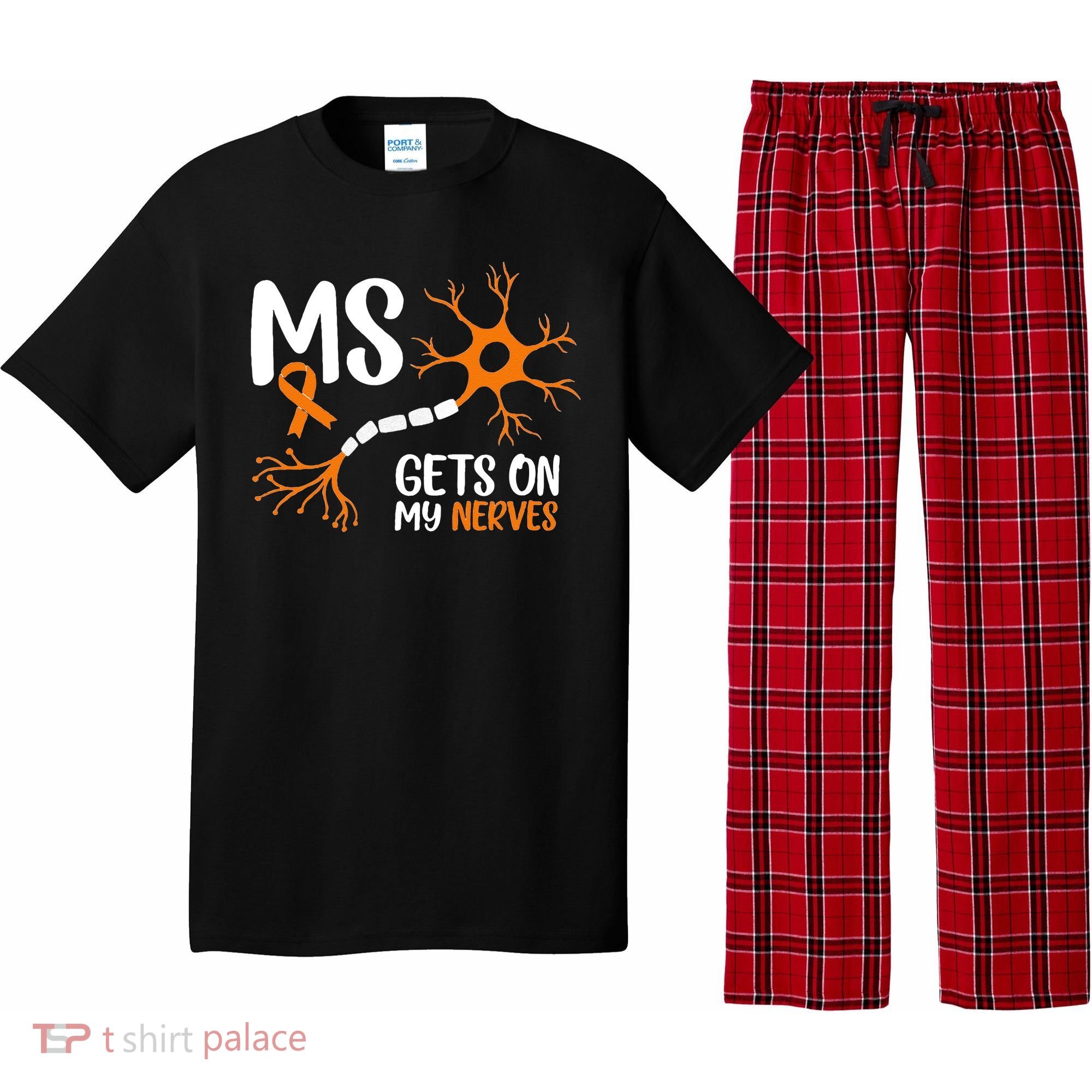Multiple Sclerosis Awareness Gets On My Nerves Orange Pajama Set