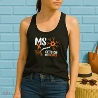 Multiple Sclerosis Awareness Gets On My Nerves Orange Women's Tank Top thumb 2