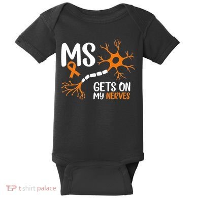 Multiple Sclerosis Awareness Gets On My Nerves Orange Baby Bodysuit