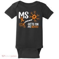 Multiple Sclerosis Awareness Gets On My Nerves Orange Baby Bodysuit thumb 0