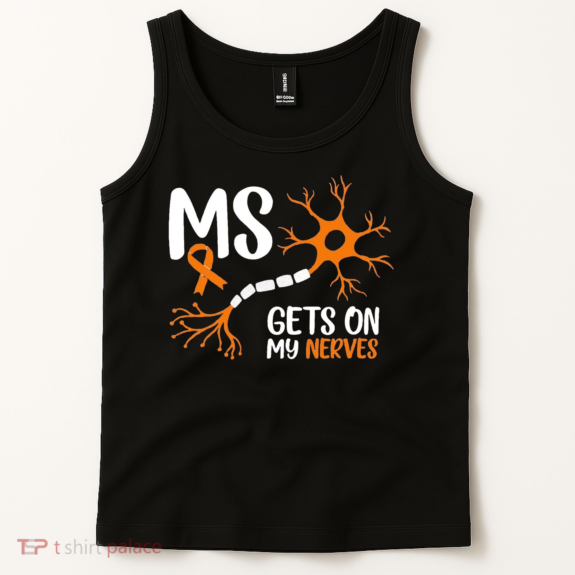 Multiple Sclerosis Awareness Gets On My Nerves Orange Tank Top