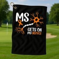 Multiple Sclerosis Awareness Gets On My Nerves Orange Golf Towel thumb 1
