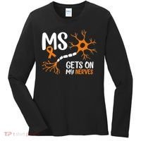 Multiple Sclerosis Awareness Gets On My Nerves Orange Women's Long Sleeve Shirt thumb 0