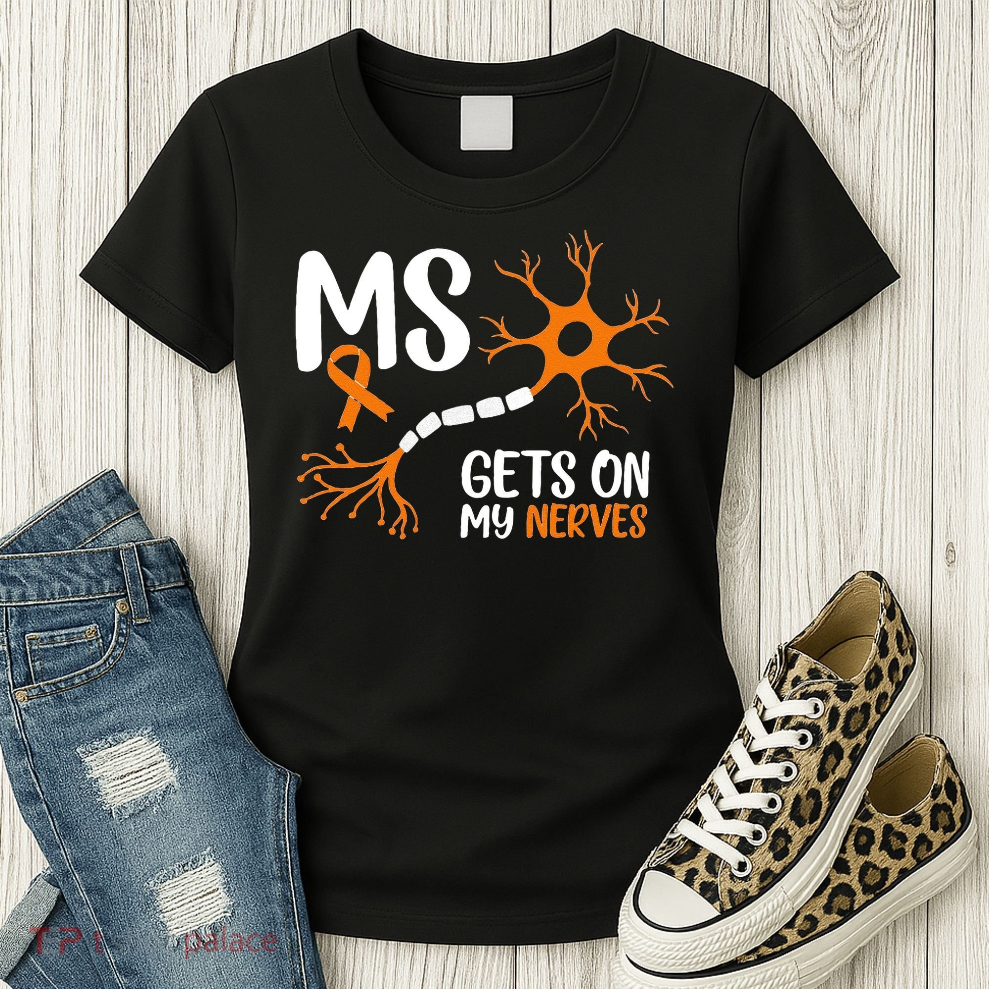Multiple Sclerosis Awareness Gets On My Nerves Orange Women's T-Shirt