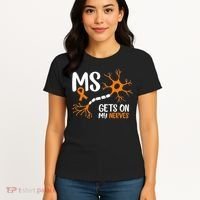 Multiple Sclerosis Awareness Gets On My Nerves Orange Women's T-Shirt thumb 4