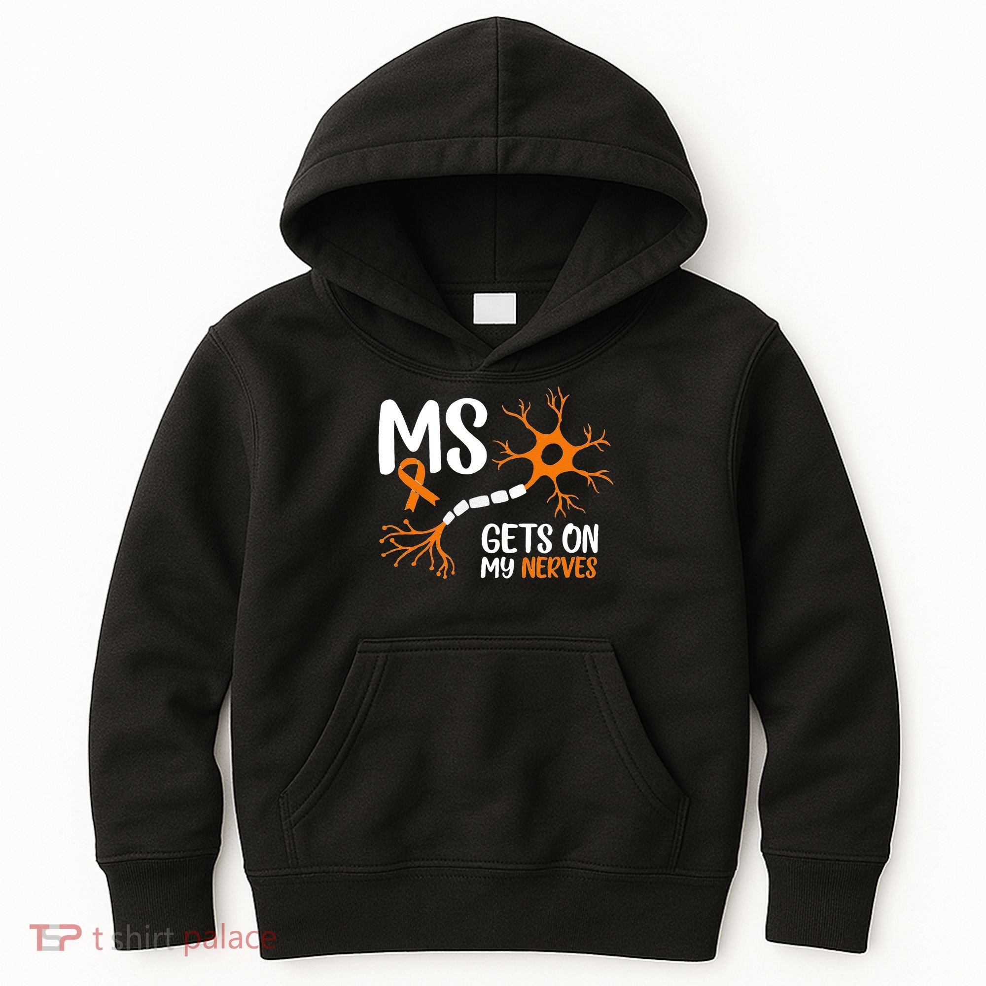 Multiple Sclerosis Awareness Gets On My Nerves Orange Kids Hoodie