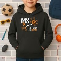 Multiple Sclerosis Awareness Gets On My Nerves Orange Kids Hoodie thumb 2