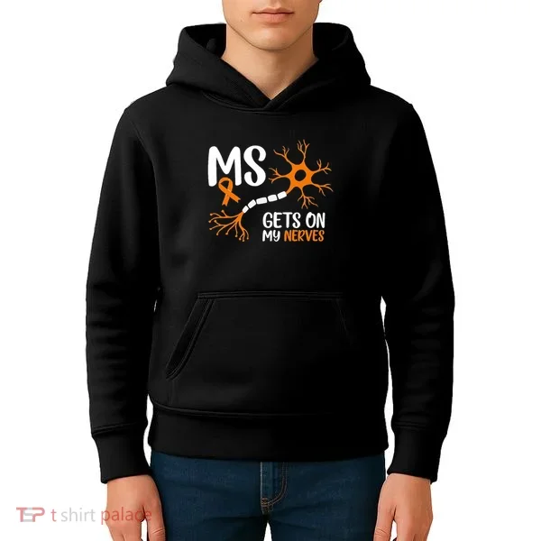 Multiple Sclerosis Awareness Gets On My Nerves Orange Kids Hoodie