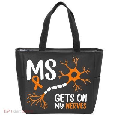 Multiple Sclerosis Awareness Gets On My Nerves Orange Tote Bag