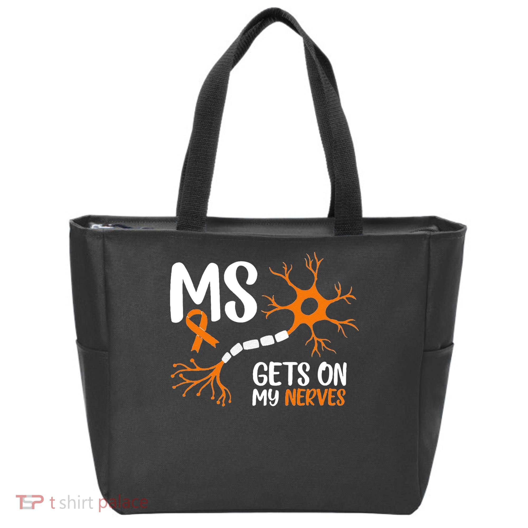 Multiple Sclerosis Awareness Gets On My Nerves Orange Tote Bag