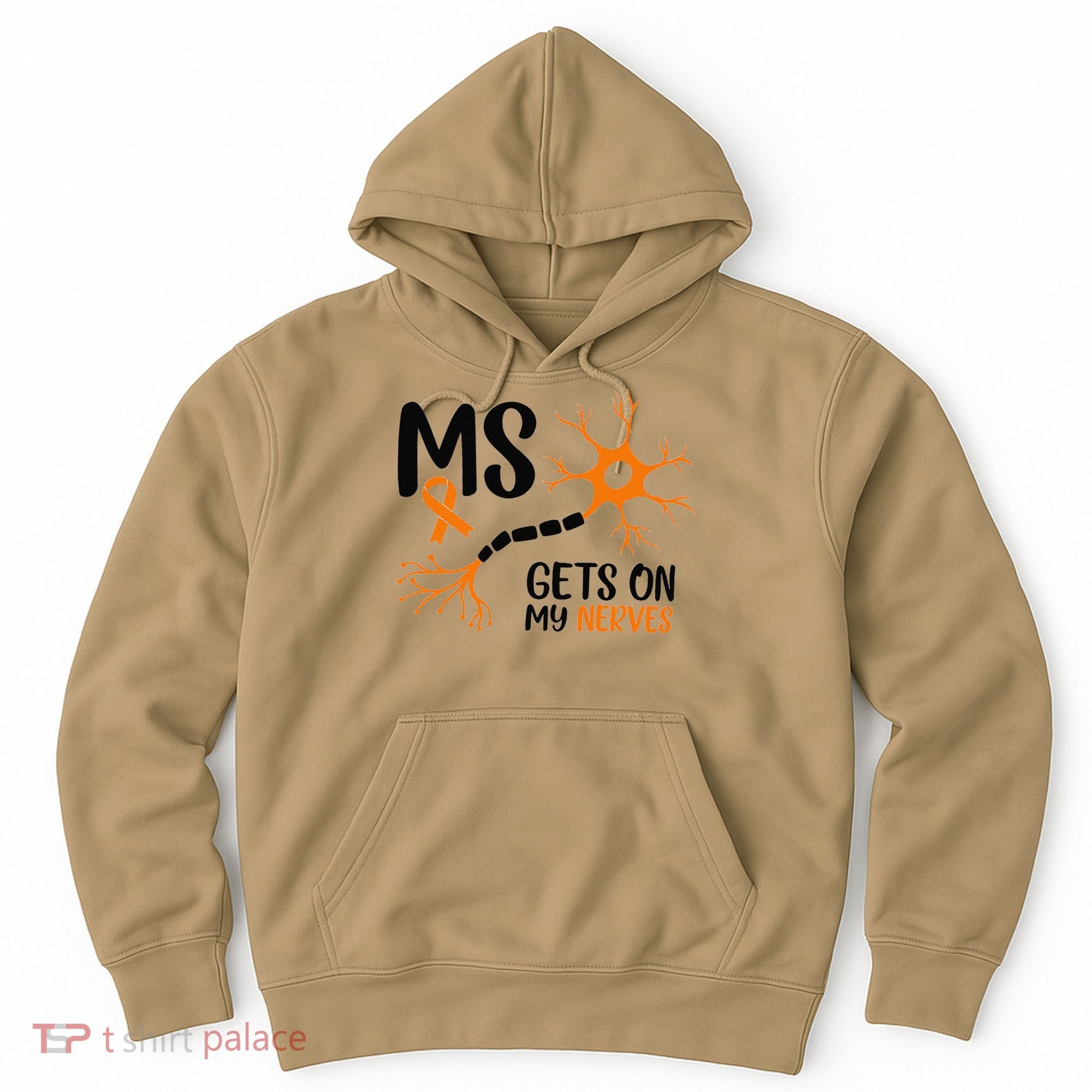 Multiple Sclerosis Awareness Gets On My Nerves Orange Hoodie