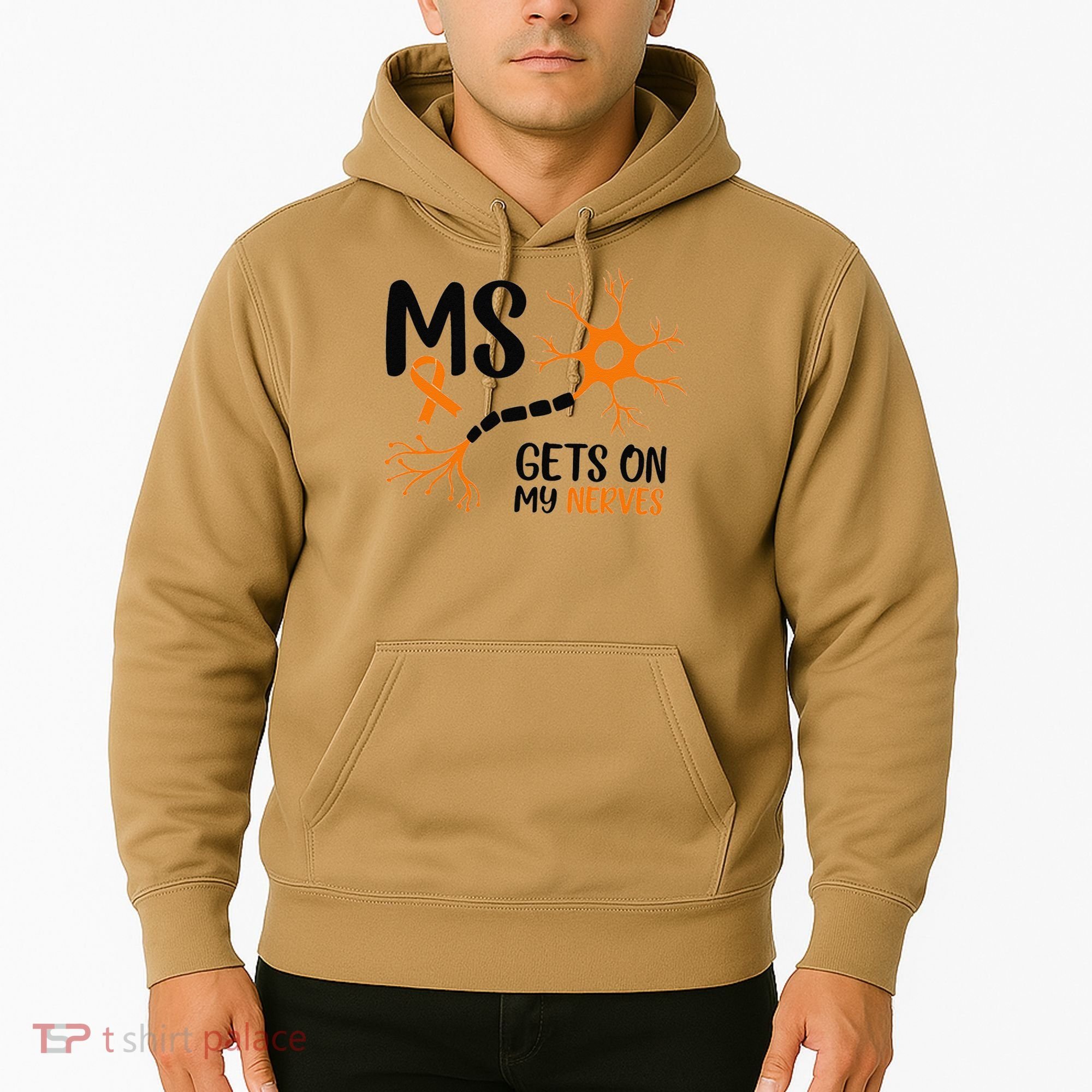 Multiple Sclerosis Awareness Gets On My Nerves Orange Hoodie