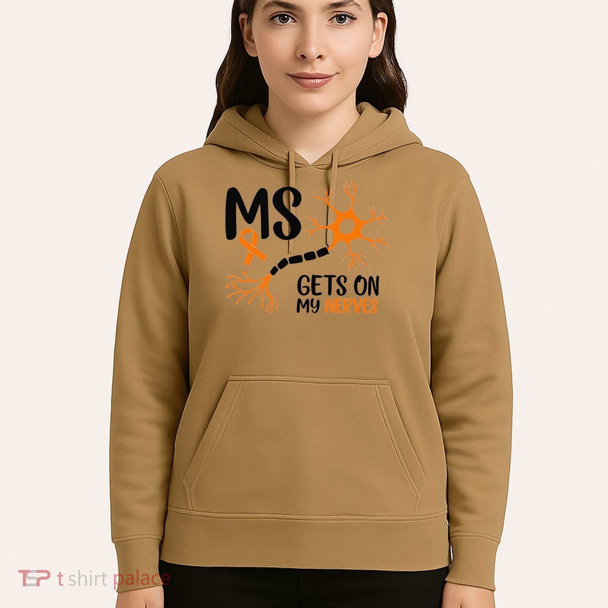 Multiple Sclerosis Awareness Gets On My Nerves Orange Hoodie