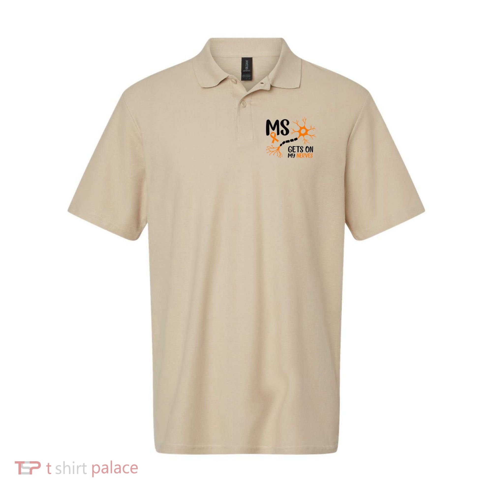 Multiple Sclerosis Awareness Gets On My Nerves Orange Polo