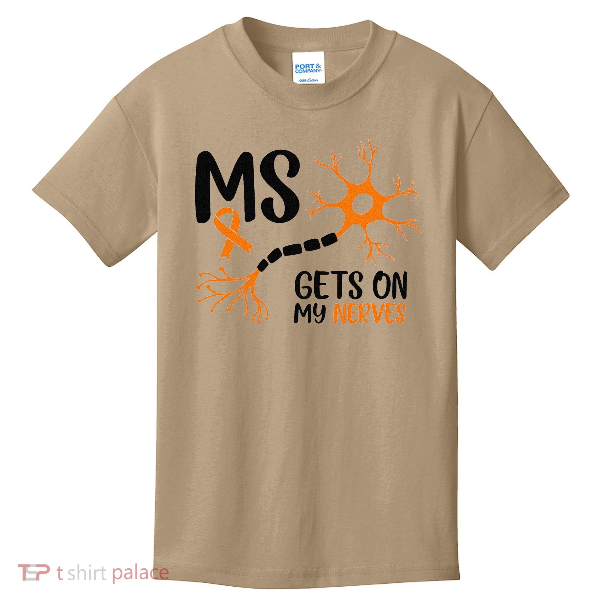 Multiple Sclerosis Awareness Gets On My Nerves Orange Kids T-Shirt
