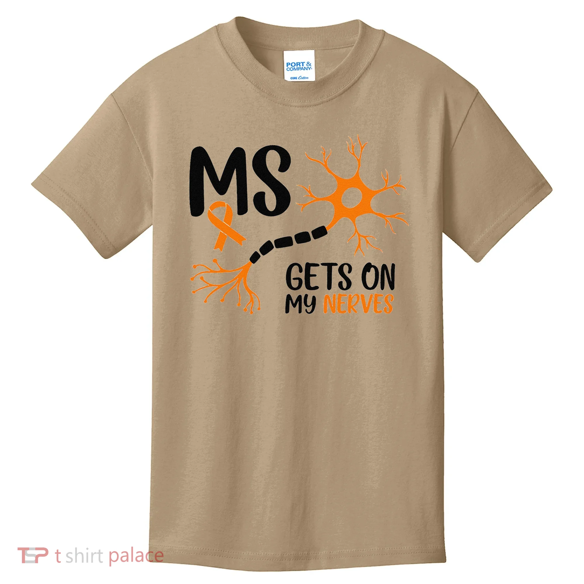 Multiple Sclerosis Awareness Gets On My Nerves Orange Kids T-Shirt
