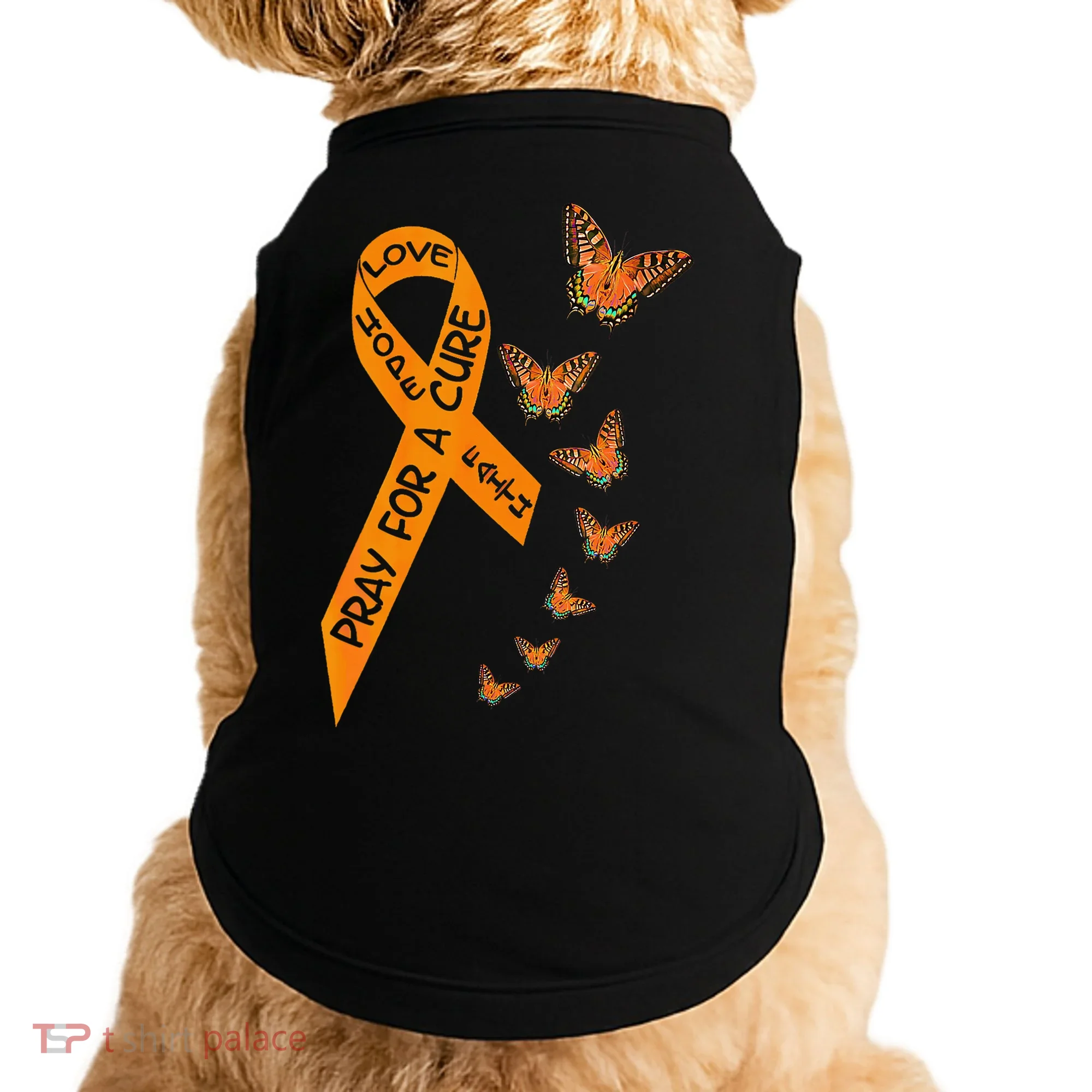 Multiple Sclerosis Awareness Butterfly Orange Ribbon Doggie Tank