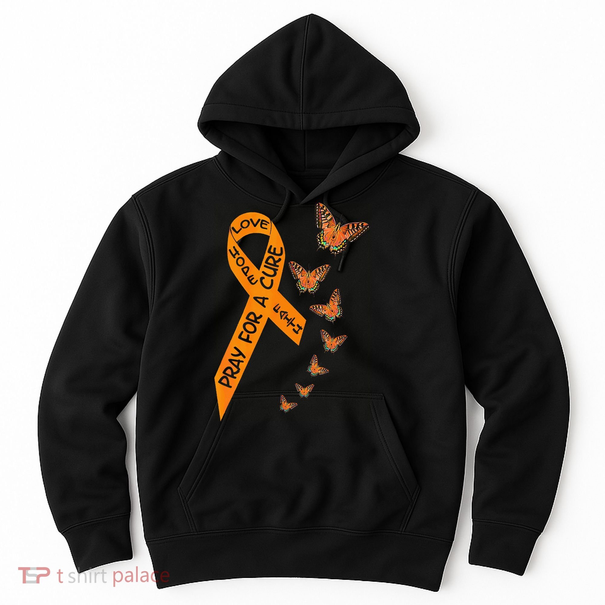 Multiple Sclerosis Awareness Butterfly Orange Ribbon Hoodie