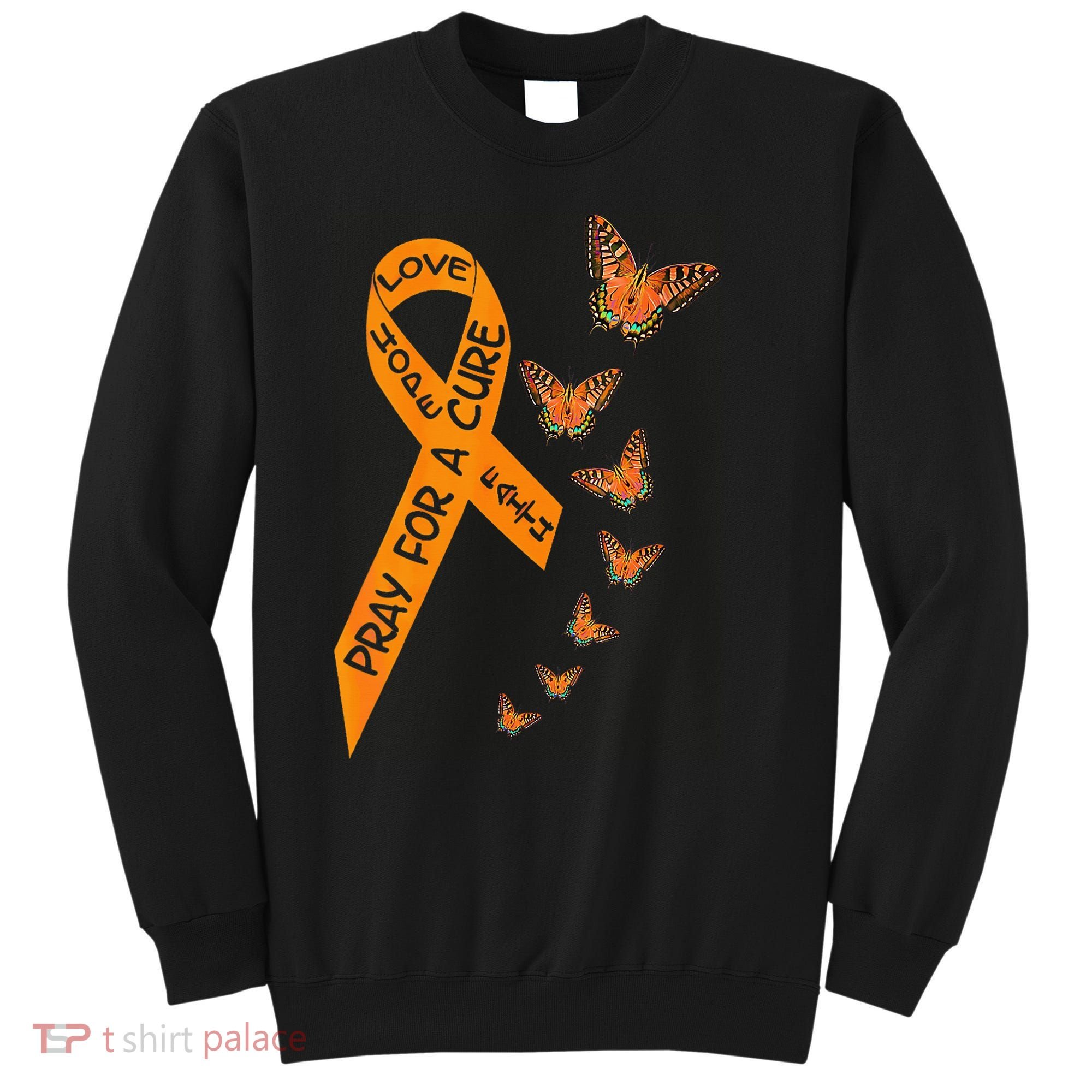 Multiple Sclerosis Awareness Butterfly Orange Ribbon Sweatshirt