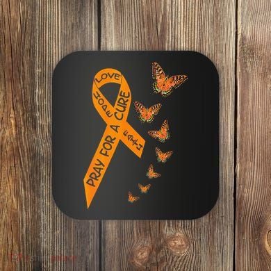 Multiple Sclerosis Awareness Butterfly Orange Ribbon Coaster