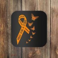 Multiple Sclerosis Awareness Butterfly Orange Ribbon Coaster thumb 0