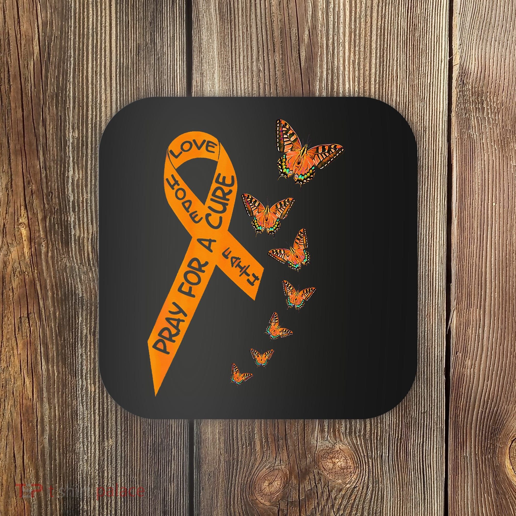 Multiple Sclerosis Awareness Butterfly Orange Ribbon Coaster