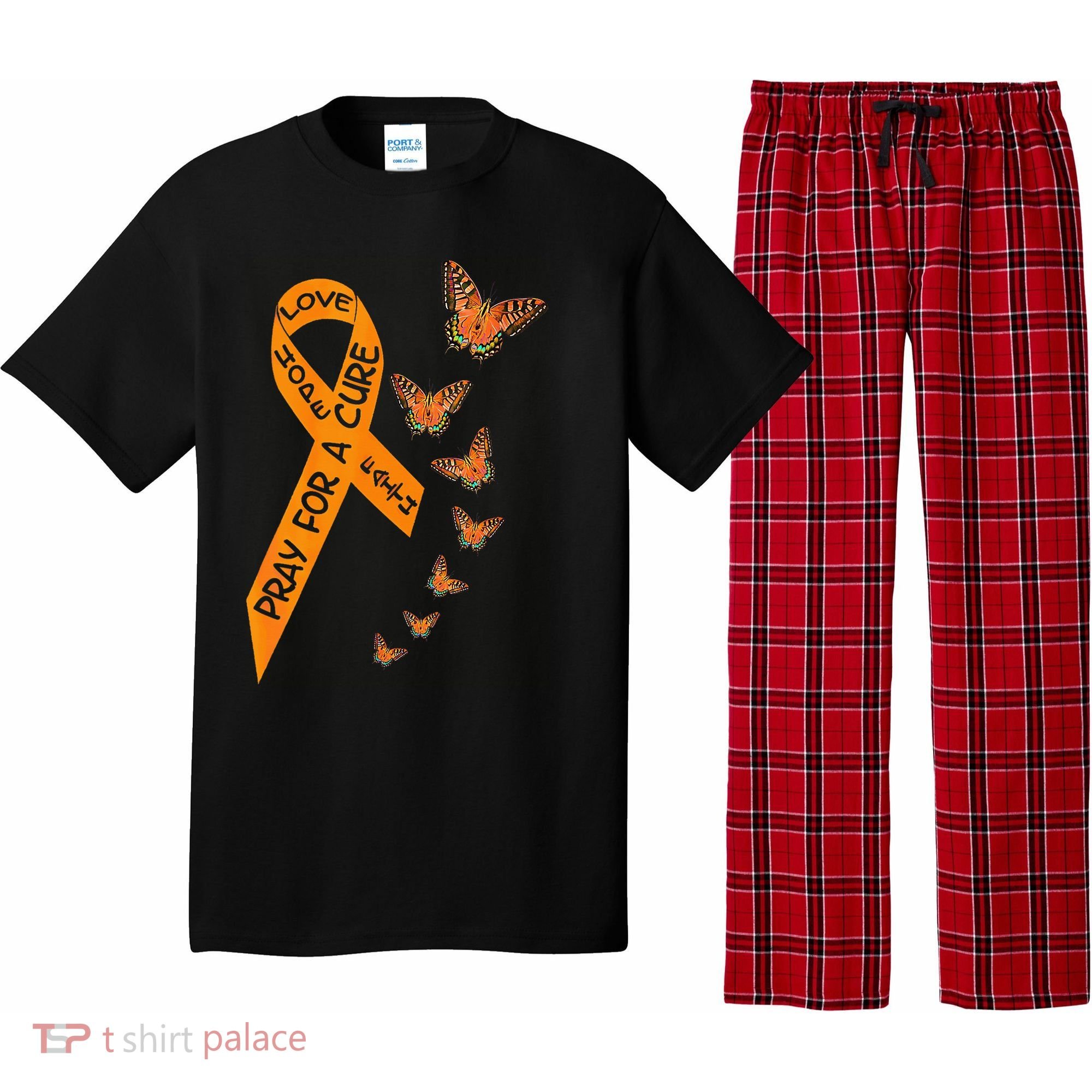 Multiple Sclerosis Awareness Butterfly Orange Ribbon Pajama Set