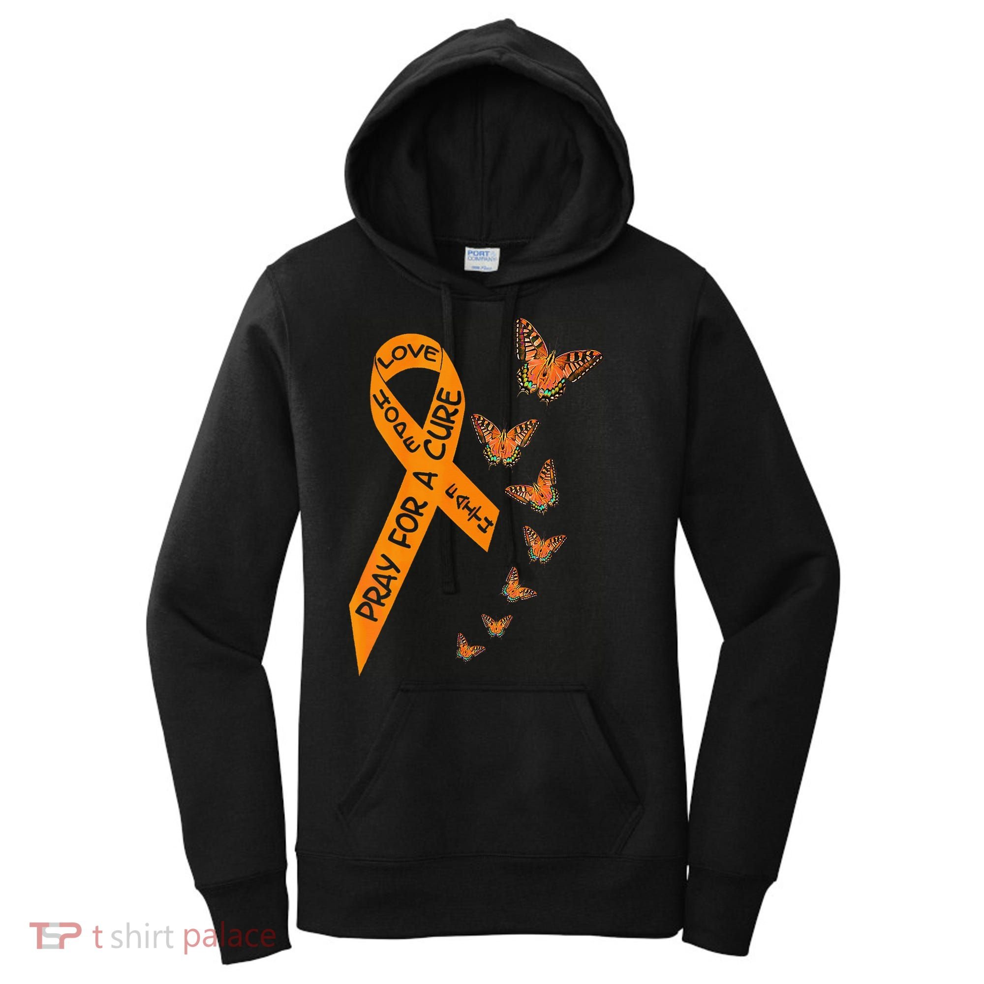 Multiple Sclerosis Awareness Butterfly Orange Ribbon Women's Hoodie