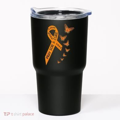 Multiple Sclerosis Awareness Butterfly Orange Ribbon Tumbler