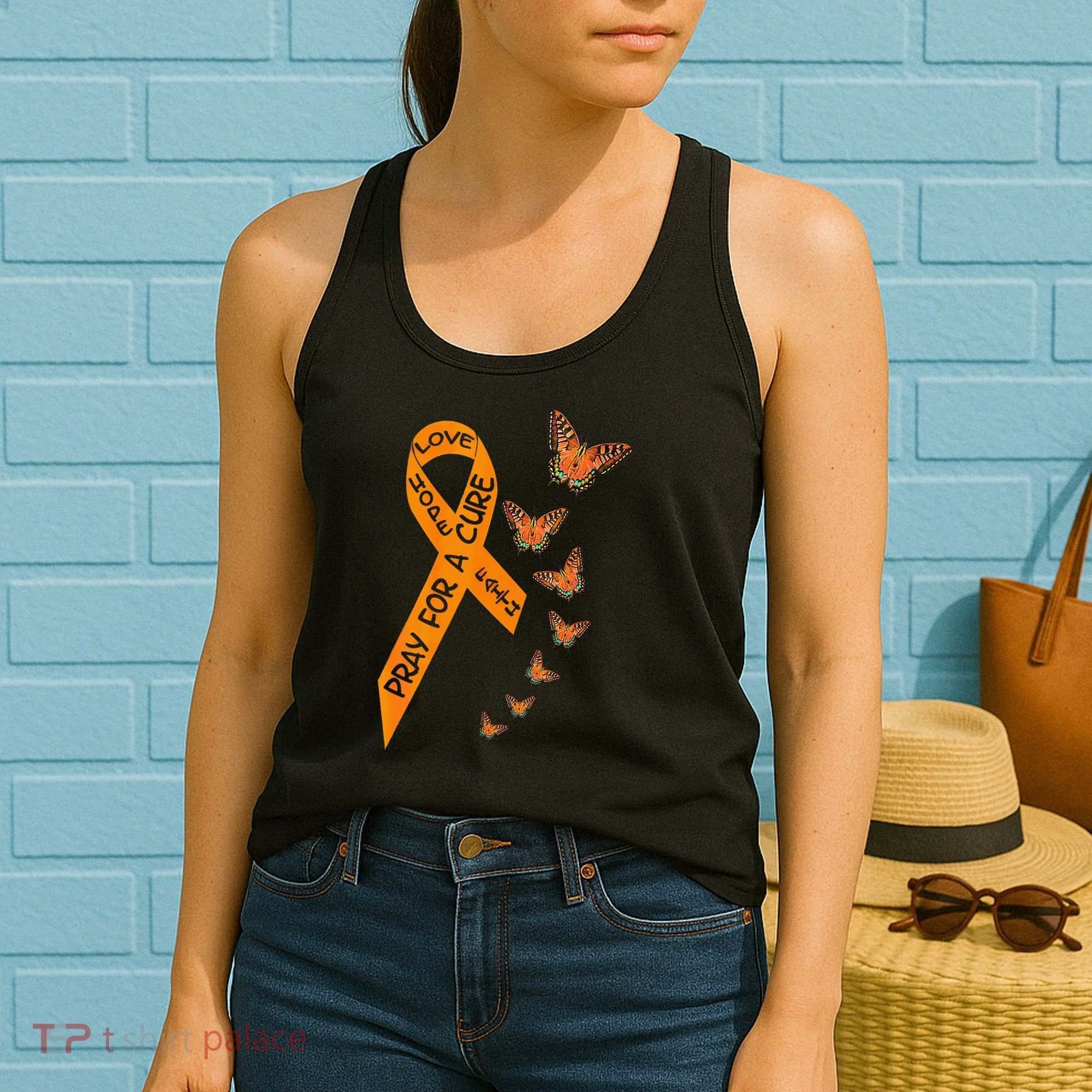 Multiple Sclerosis Awareness Butterfly Orange Ribbon Women's Tank Top