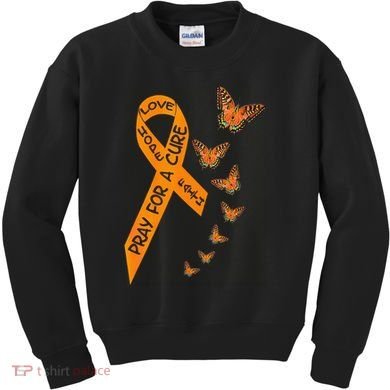 Multiple Sclerosis Awareness Butterfly Orange Ribbon Kids Sweatshirt