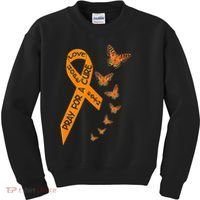 Multiple Sclerosis Awareness Butterfly Orange Ribbon Kids Sweatshirt thumb 0