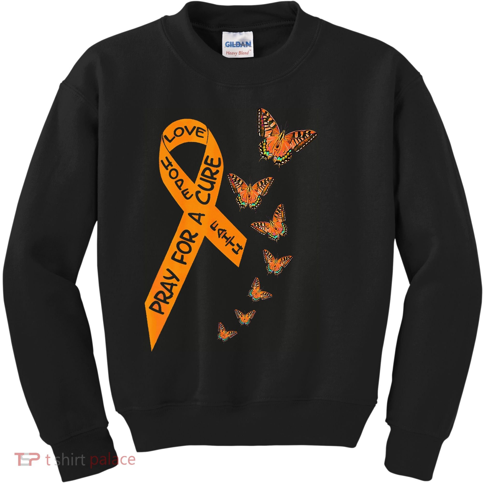 Multiple Sclerosis Awareness Butterfly Orange Ribbon Kids Sweatshirt