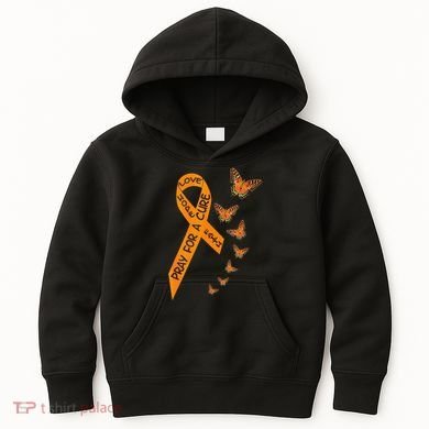 Multiple Sclerosis Awareness Butterfly Orange Ribbon Kids Hoodie