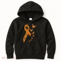 Multiple Sclerosis Awareness Butterfly Orange Ribbon Kids Hoodie thumb 0