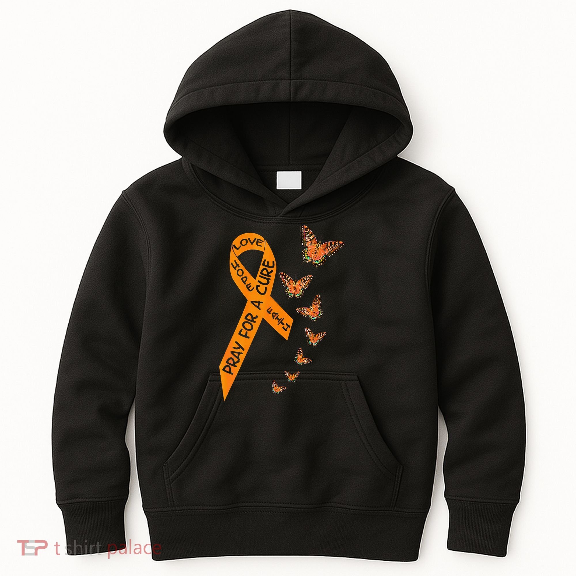 Multiple Sclerosis Awareness Butterfly Orange Ribbon Kids Hoodie