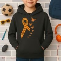 Multiple Sclerosis Awareness Butterfly Orange Ribbon Kids Hoodie thumb 2