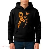 Multiple Sclerosis Awareness Butterfly Orange Ribbon Kids Hoodie thumb 4