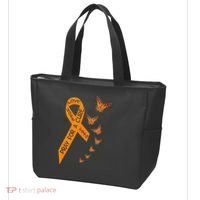 Multiple Sclerosis Awareness Butterfly Orange Ribbon Tote Bag thumb 3