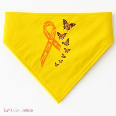 Multiple Sclerosis Awareness Butterfly Orange Ribbon USA-Made Doggie Bandana